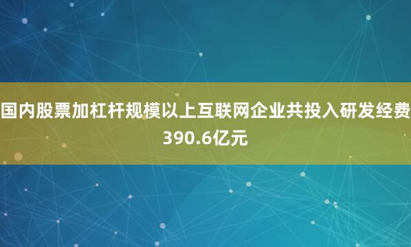 国内股票加杠杆规模以上互联网企业共投入研发经费390.6亿元
